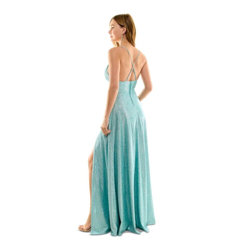 NWT B DARLIN Womens Teal Crisscross Adjustable Straps Formal Dress 1\2 - Picture 2 of 4